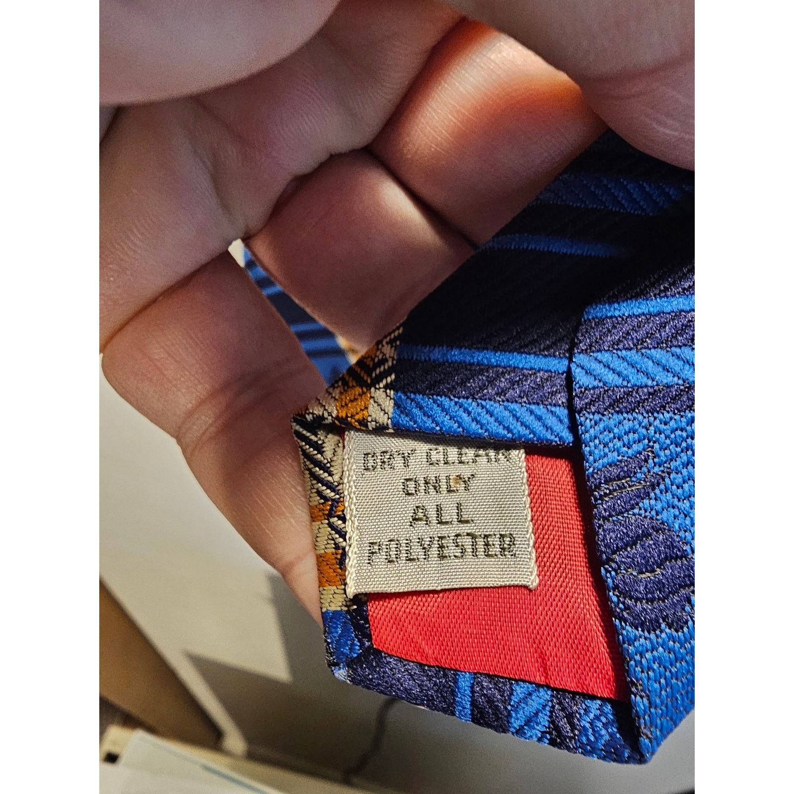 Other Vintage Men's Necktie - Blue/Orange w/Bunnies/Rabbits - 55" Size ONE SIZE - 2 Thumbnail