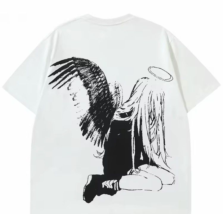 Japanese Brand Streetwear Y2K Creative Angel Sketch Short Sleeve T-Shirt Size US L / EU 52-54 / 3 - 1 Thumbnail