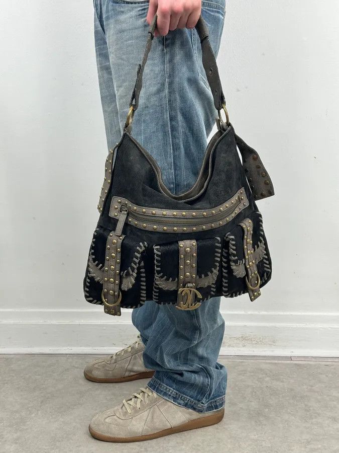 Roberto Cavalli AW2008 Cavalli Black Fur Suede Shoulder Bag Size ONE SIZE - 3 Thumbnail