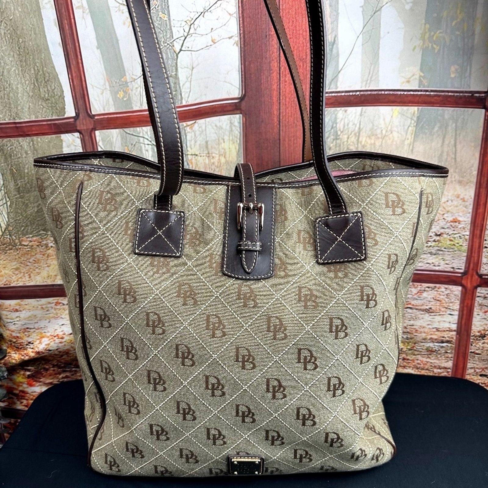 Dooney & Bourke Dooney & Bourke Signature Canvas Tote Leather Accents Brown Size ONE SIZE - 2 Thumbnail