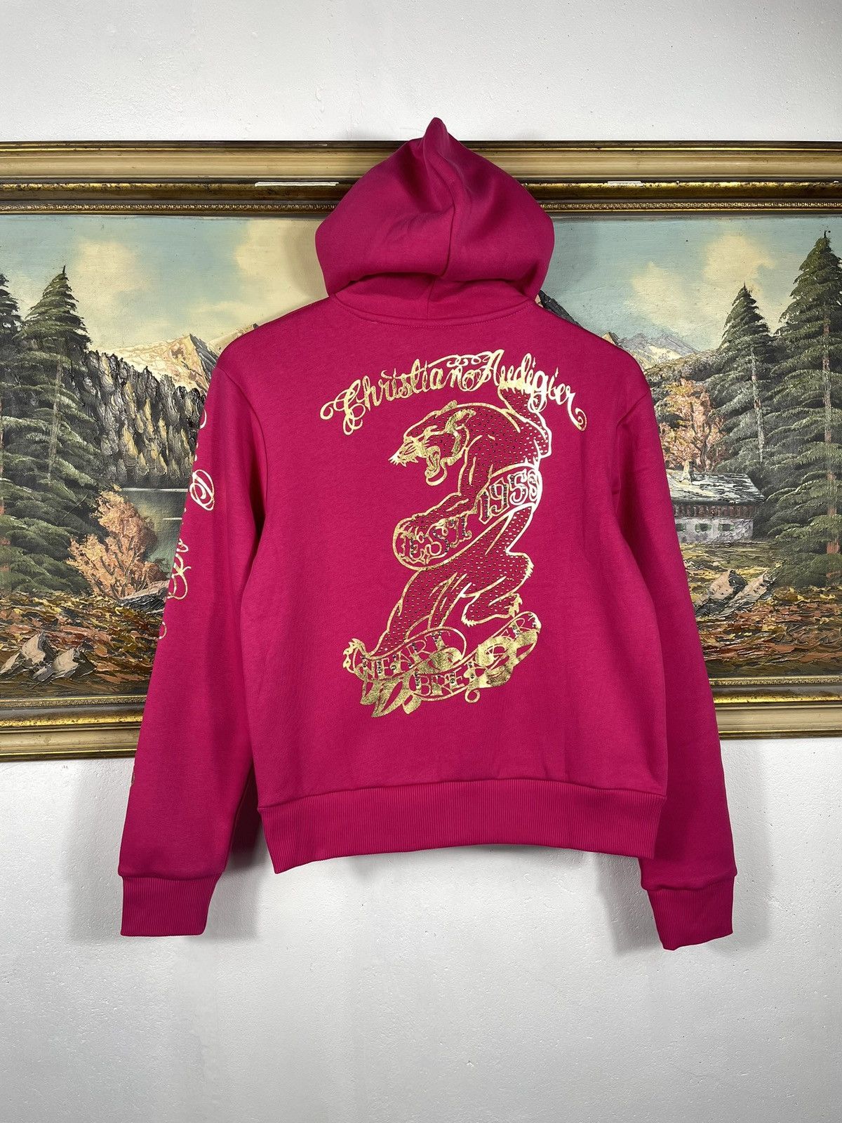 Christian Audigier × Ed Hardy × Vintage Ed Hardy Retro 00s Hoodie With Crystals Affliction Grunge Size US XS / EU 42 / 0 - 1 Thumbnail