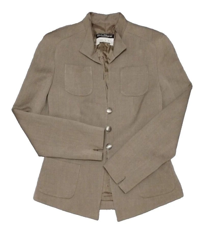 Salvatore Ferragamo SALVATORE FERRAGAMO Women Long Sleeve Vtg Tan Jacket Size M / US 6-8 / IT 42-44 - 5 Thumbnail
