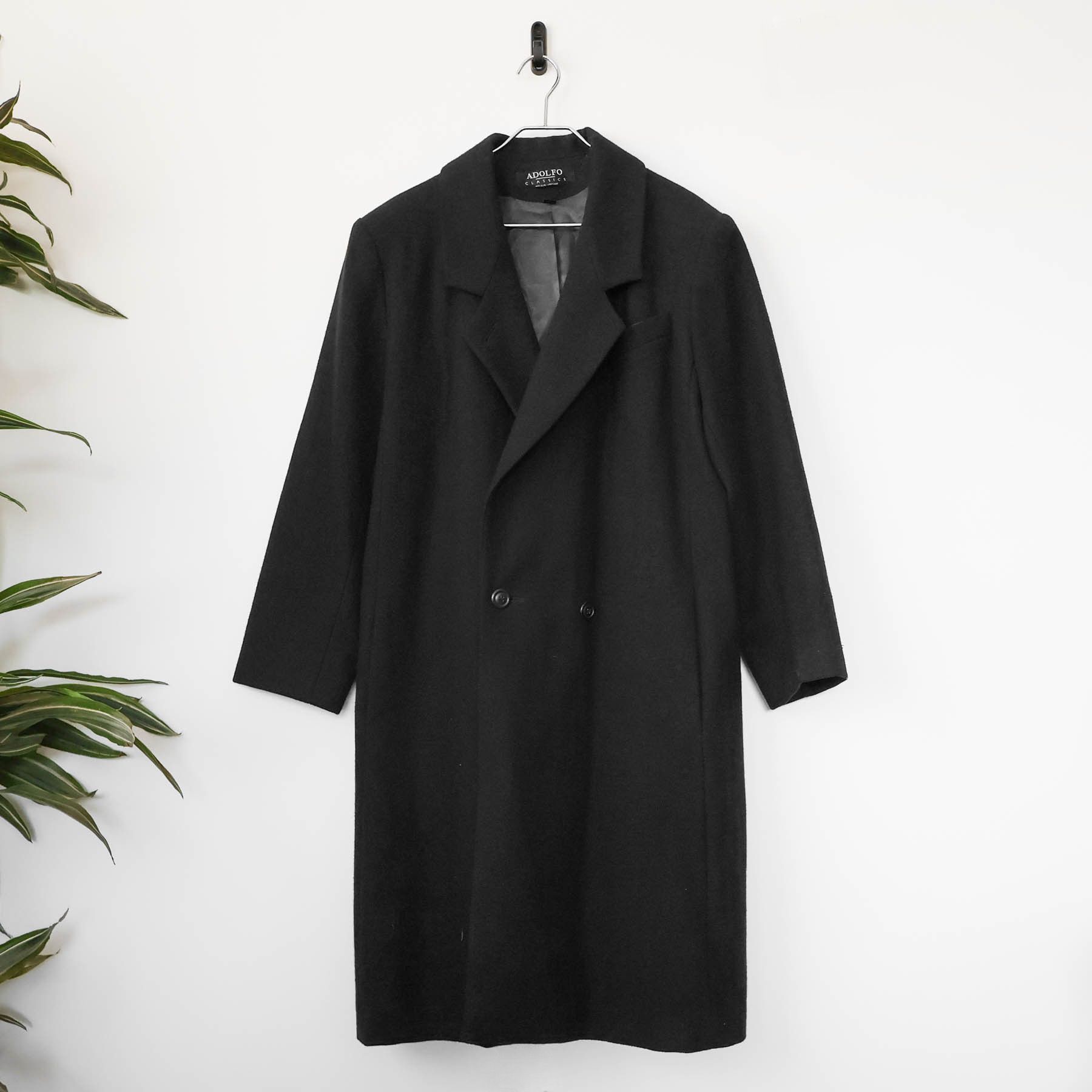 Vintage Vintage Adolfo Lined Black Wool Overcoat Made In Ukraine Size US L / EU 52-54 / 3 - 1 Thumbnail