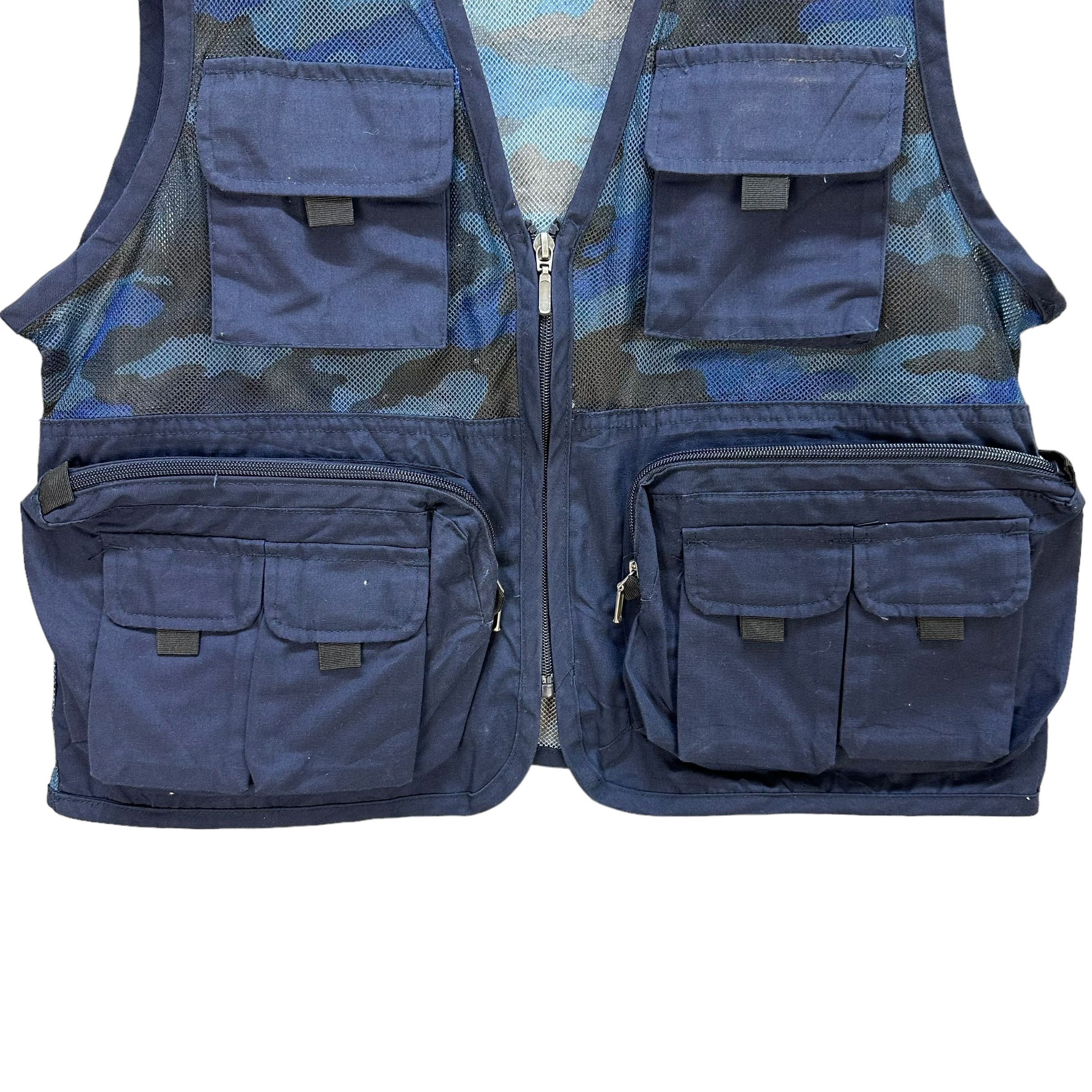 Japanese Brand FULL EMOTION Blue Camo Utility Mesh Vest #A3-0073 Size US M / EU 48-50 / 2 - 3 Thumbnail