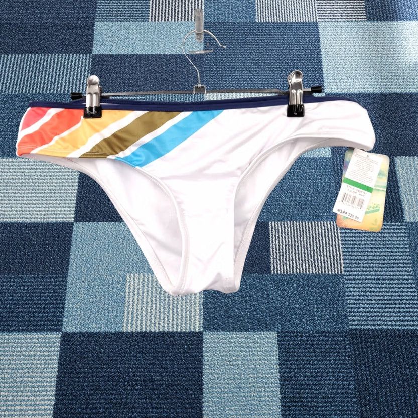 Vintage Hobie Bikini Bottom Womens L Large White Swimsuit Hipster Printed Swimwear Size 36" / US 14 / IT 50 - 1 Thumbnail