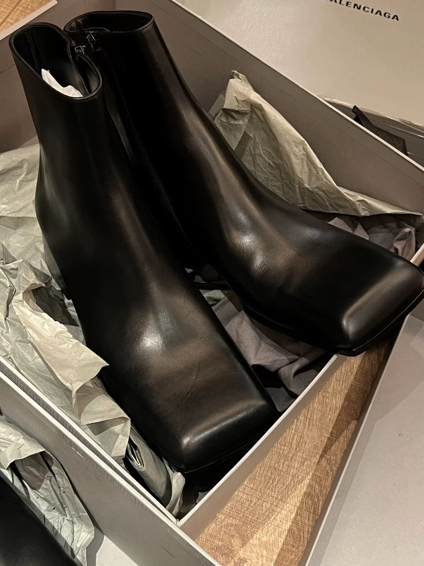 Balenciaga Work Leather Ankle Boots for Men