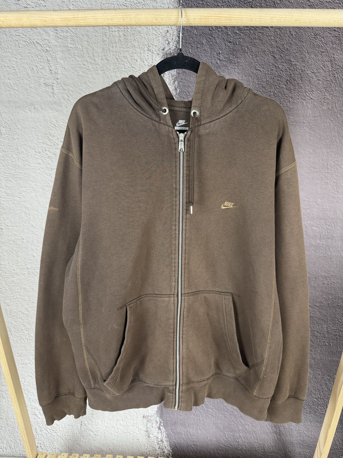 Nike Nike vintage Y2K brown faded hoodie swoosh drill Size US XL / EU 56 / 4 - 2 Thumbnail