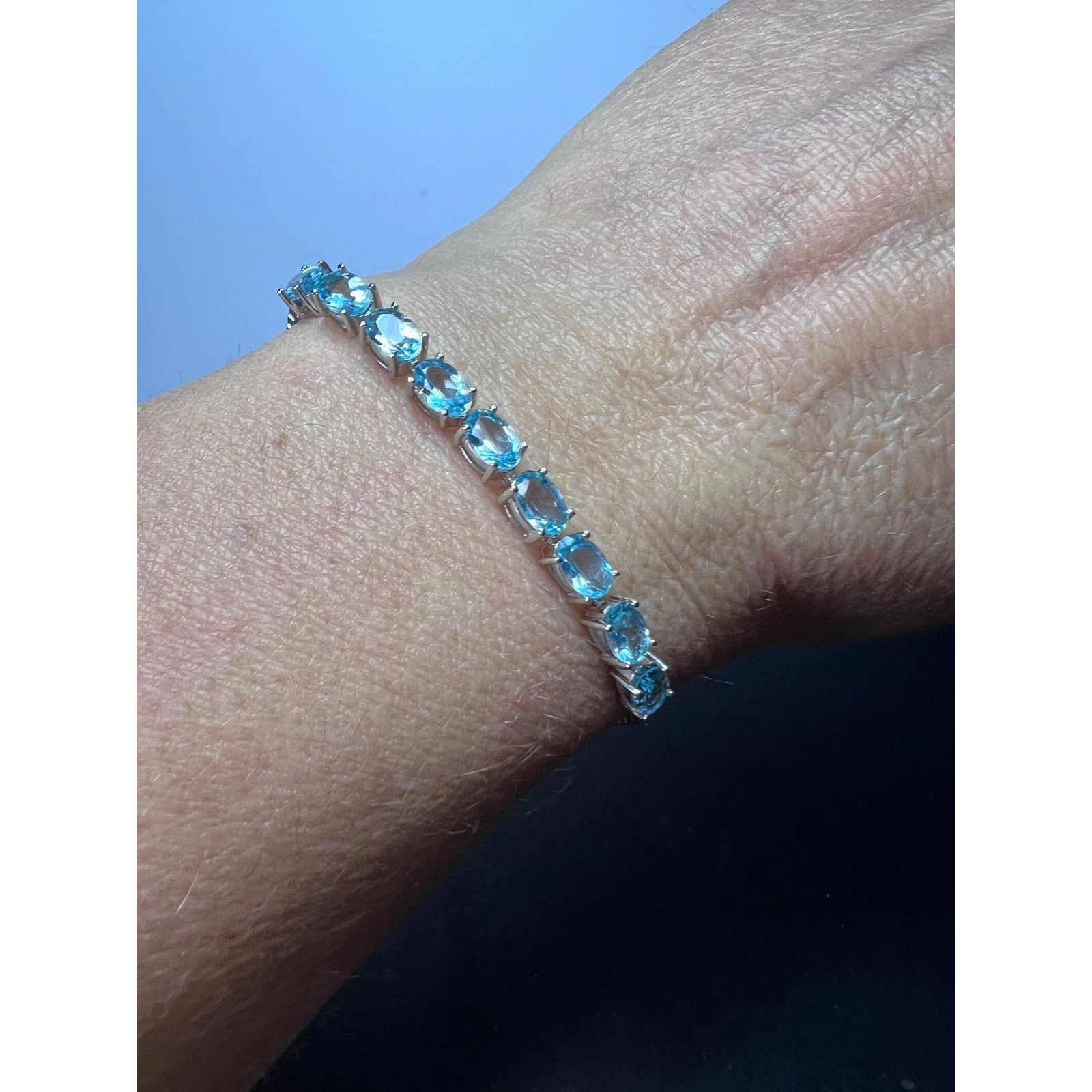 Other Blue Apatite Rhodium Over Sterling Silver Bolo Bracelet Size ONE SIZE - 2 Thumbnail