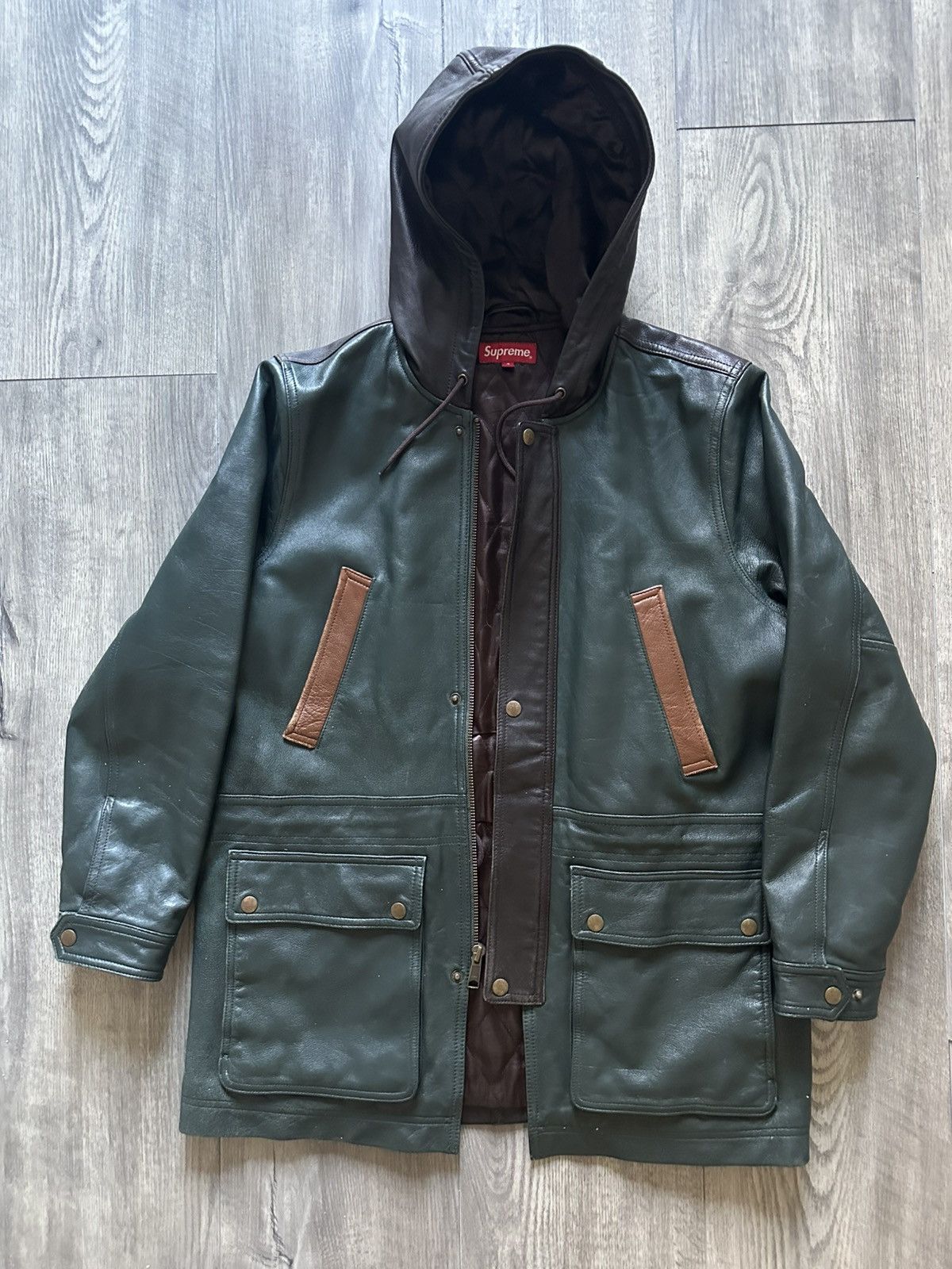 Supreme FW16 Court Cards Hooded Leather Jacket | Grailed