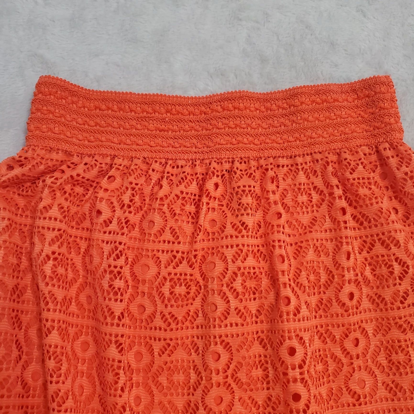 Vintage VINTAGE Me 2 Magic Maxi Skirt Women M Orange Eyelet Lace Overlay Elastic Waist Boho Size 32" / US 10 / IT 46 - 4 Thumbnail