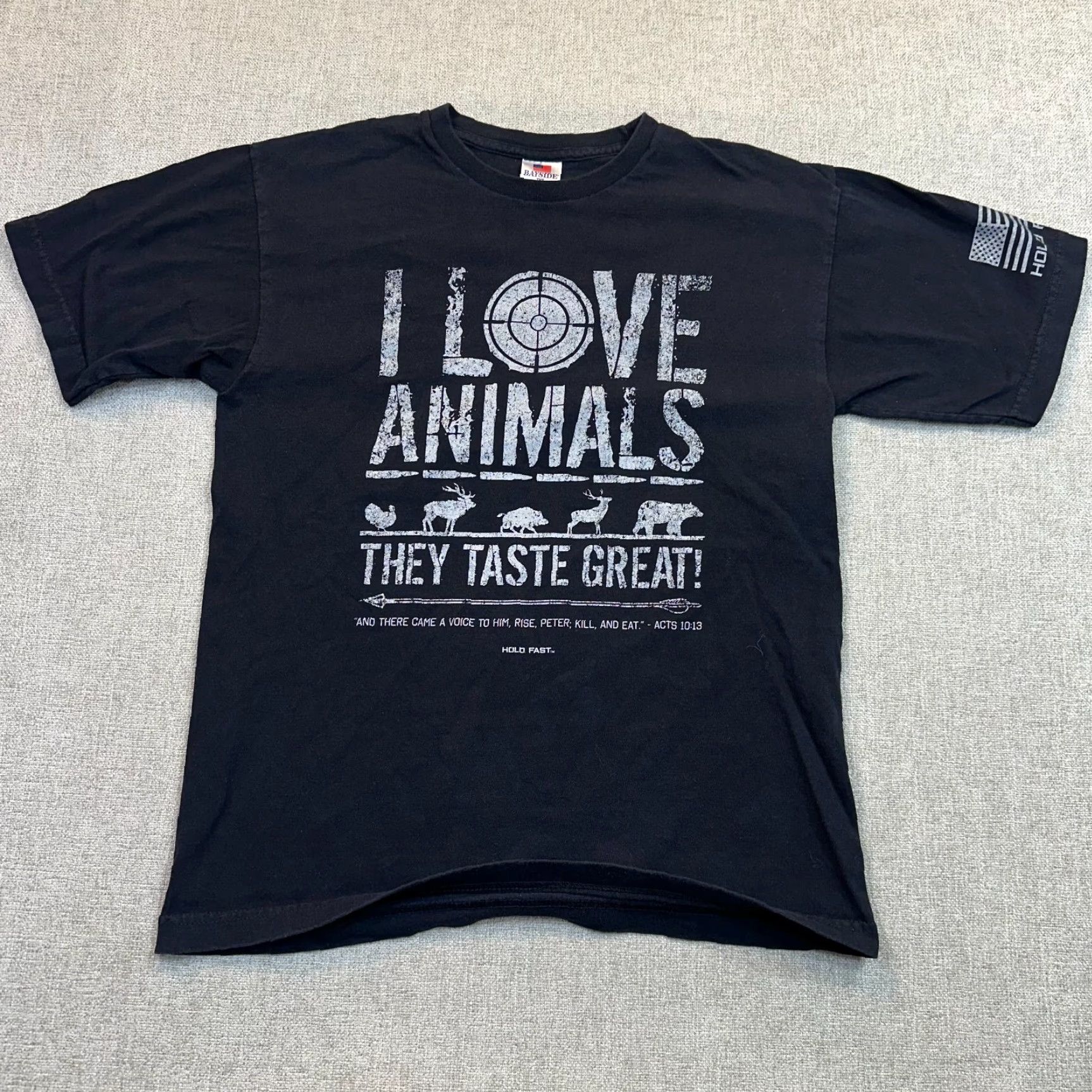 Vintage Hold Fast Men T-Shirt Shirt M Black Biblic al Political Carnivore Funny Humor Logo Graphic Print USA Made Animals Taste Great Size US M / EU 48-50 / 2 - 2 Thumbnail
