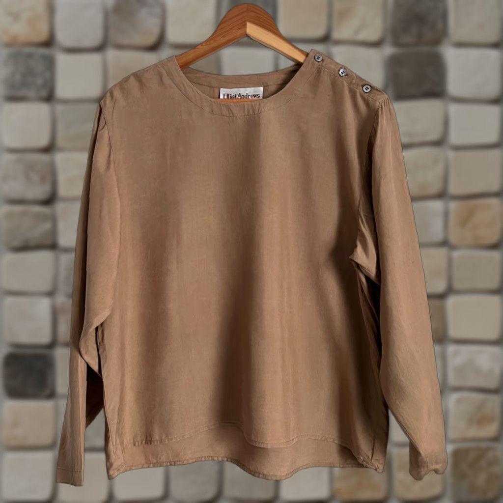 Vintage VINTAGE Women's Elliot Andrews Blouse Shirt 90s Silk Long Sleeve Sz 8 Brown Capricious Style Women’s Size M / US 6-8 / IT 42-44 - 1 Thumbnail