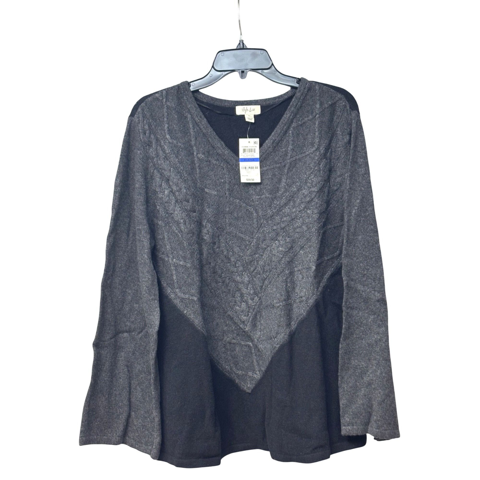 Other Style & Co Mixed Stitch Color block Sweater Tunic, Charcoal Size XL / US 12-14 / IT 48-50 - 1 Thumbnail