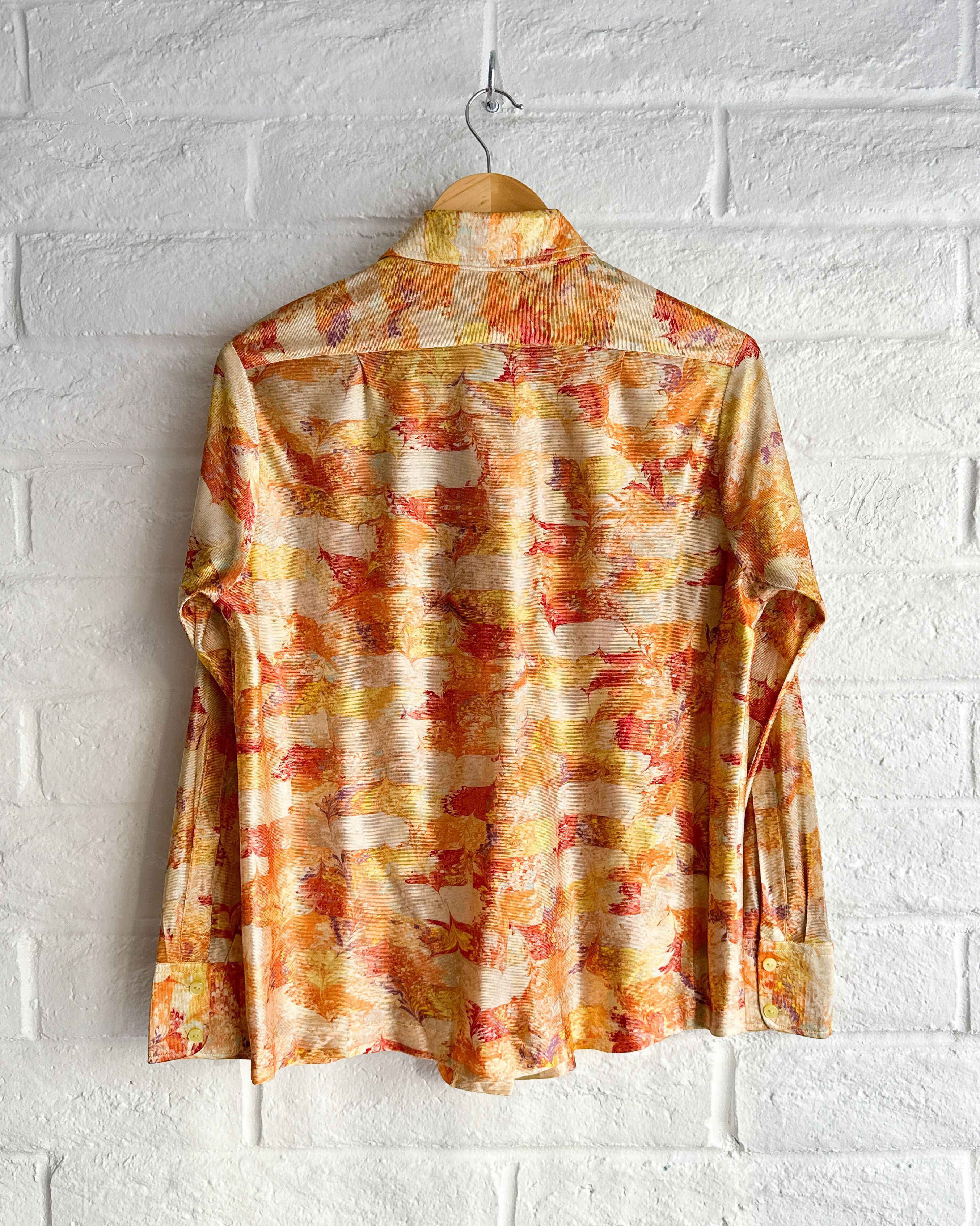 Vintage Vintage 1970s D' Gala's Button Up Shirt Orange Autumn Leaves Size US S / EU 44-46 / 1 - 6 Thumbnail