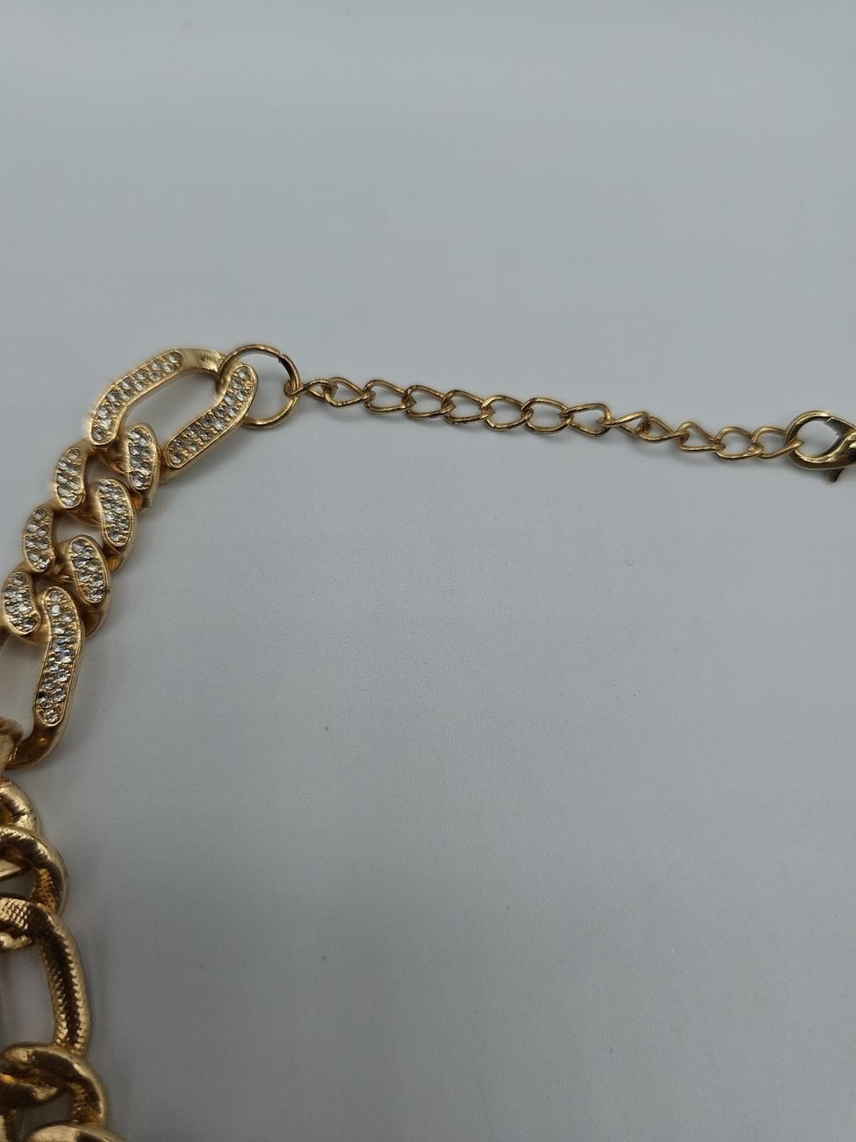The Unbranded Brand Textured chain necklace with clear rhinestone inlay pave 16" Size ONE SIZE - 8 Thumbnail