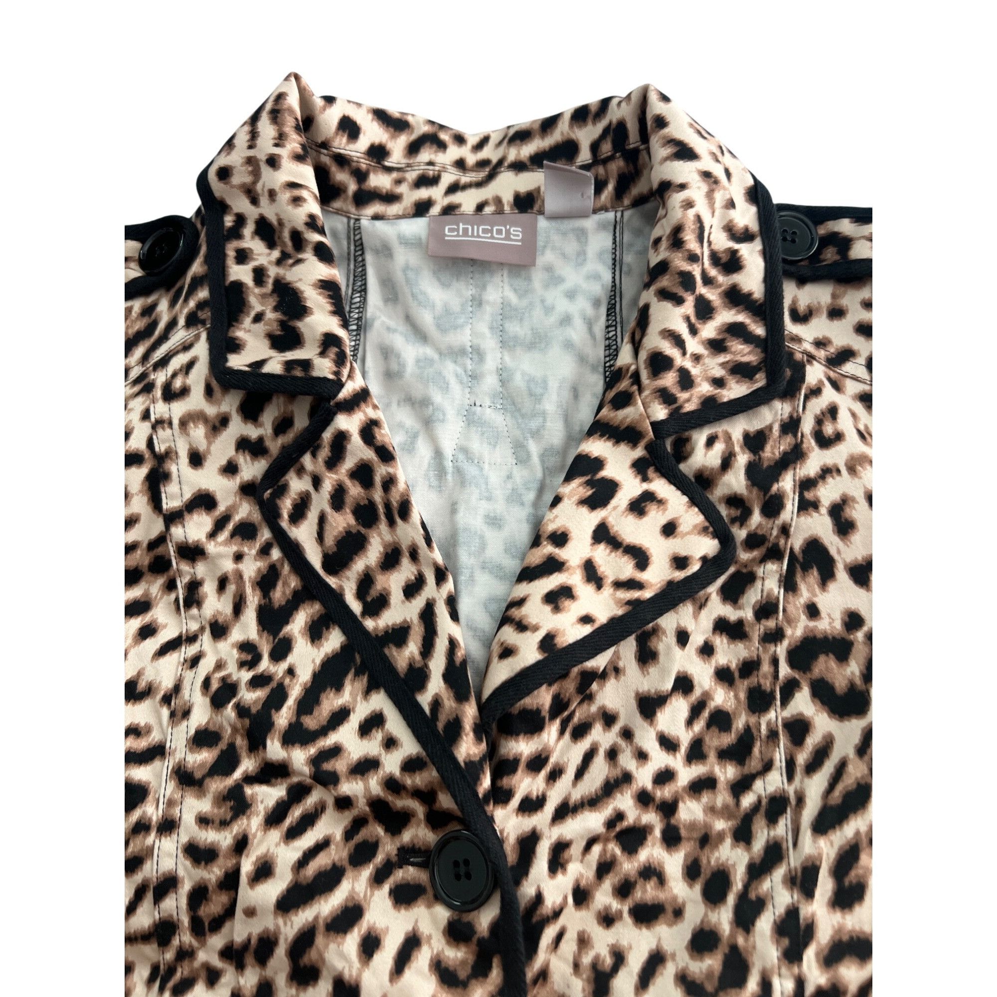 Chicos Chicos Leopard Print Blazer Jacket Womens Tailored 3/4 Sleev Size M / US 6-8 / IT 42-44 - 4 Thumbnail