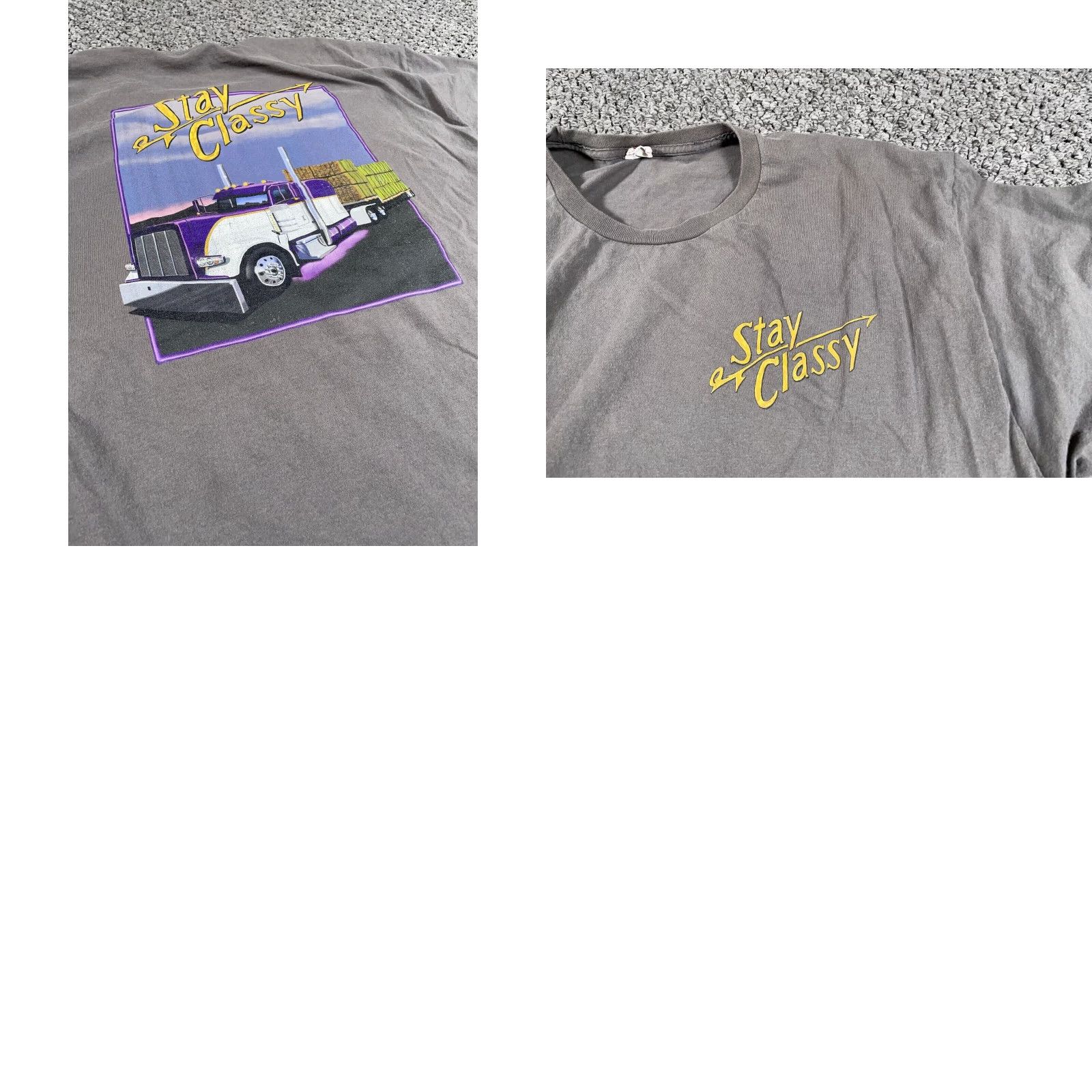 Hanes VINTAGE Hanes Stay Classy T-Shirt - Shirt - Adult XL - Gray - Double Sided Print - Cotton - 90s/Grunge/Transportation - Mens Size US XL / EU 56 / 4 - 8 Thumbnail