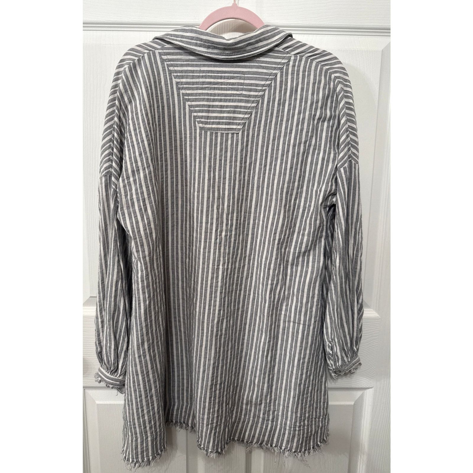 By Together By Together Striped Cotton&Linen Blend Frayed Button Down, S Size S / US 4 / IT 40 - 6 Thumbnail