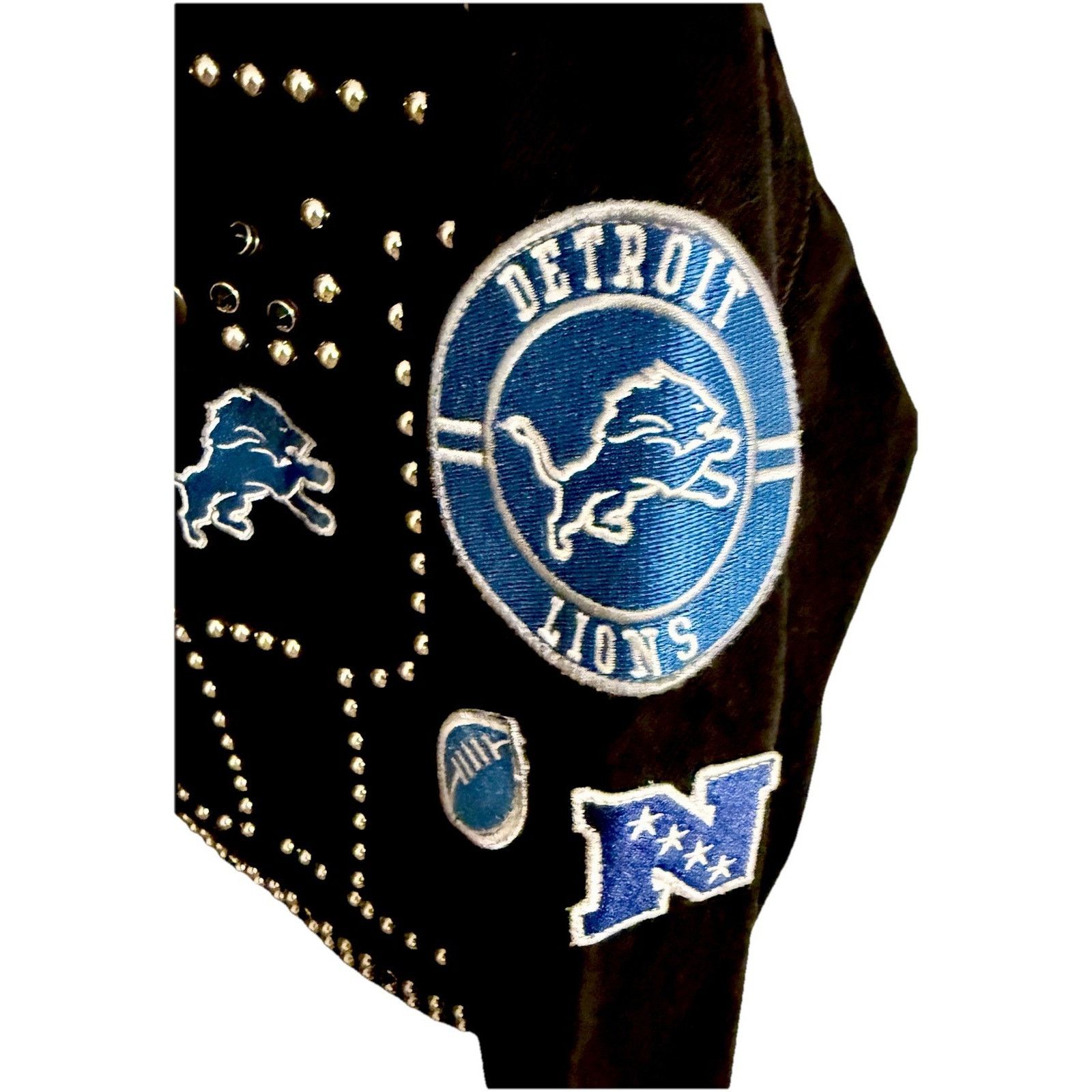 NFL 🦁Detroit Lions NFL Women's XXL Black Denim Jacket Size XXL / US 16-18 / IT 52-54 - 3 Thumbnail