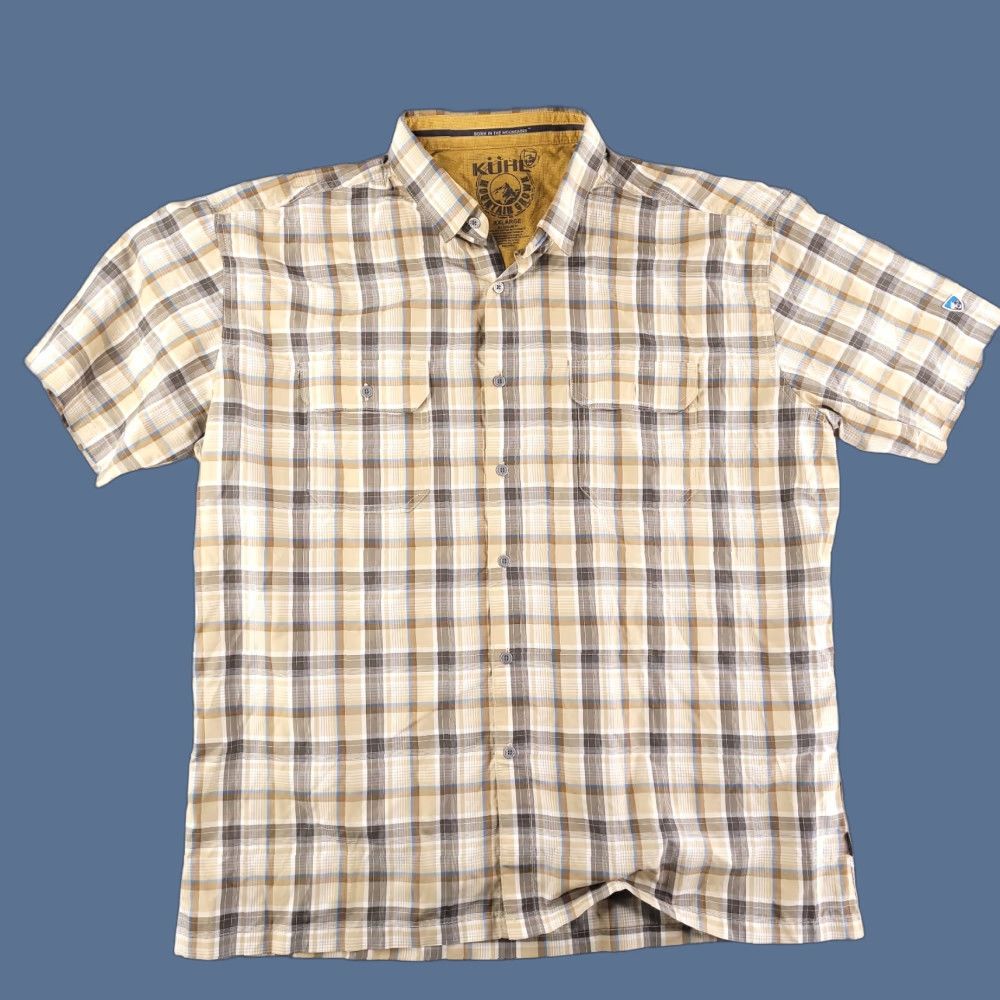 Vintage Kuhl Shirt Mens 2XL XXL Yellow Short Sleeve Check ELUXUR Size US XXL / EU 58 / 5 - 1 Thumbnail