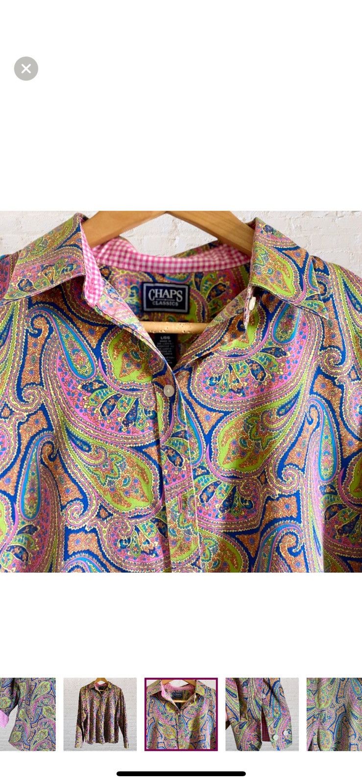Chaps Ralph Lauren RALPH LAUREN CHAPS PAISLEY FLIP CUFF BUTTON UP BLOUSE SZ L Size L / US 10 / IT 46 - 4 Thumbnail