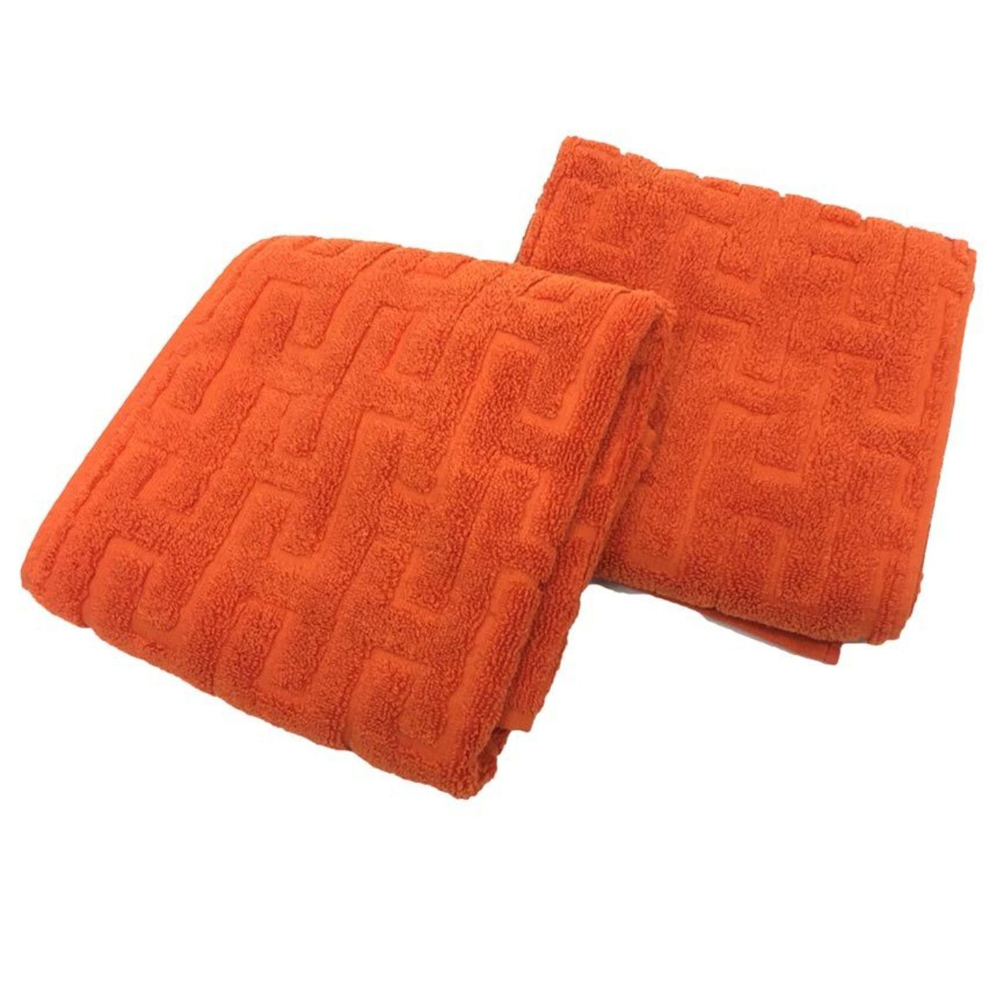 image of Hermes Face Towel Set Of 2 100% Cotton Stairs Orange Men's Women's Unisex in Black