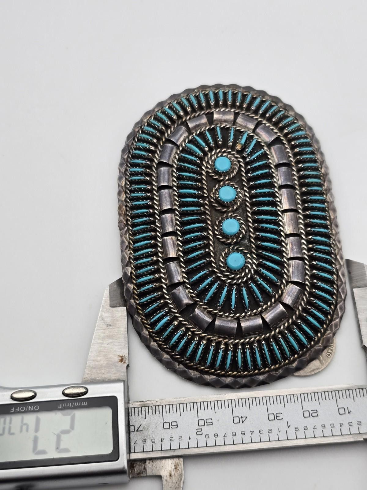 Other Jason Yazzie Sterling Needlepoint Turquoise Belt Buckle Size ONE SIZE - 5 Thumbnail
