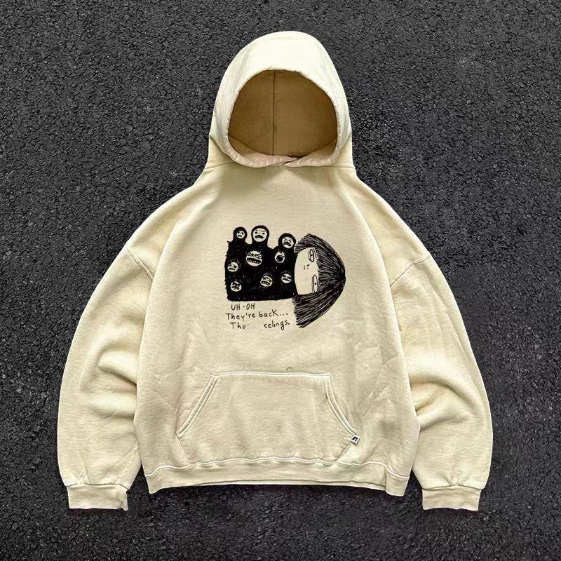 Vintage Apricot Retro Cartoon Girl Print Hoodie Size US M / EU 48-50 / 2 - 1 Thumbnail