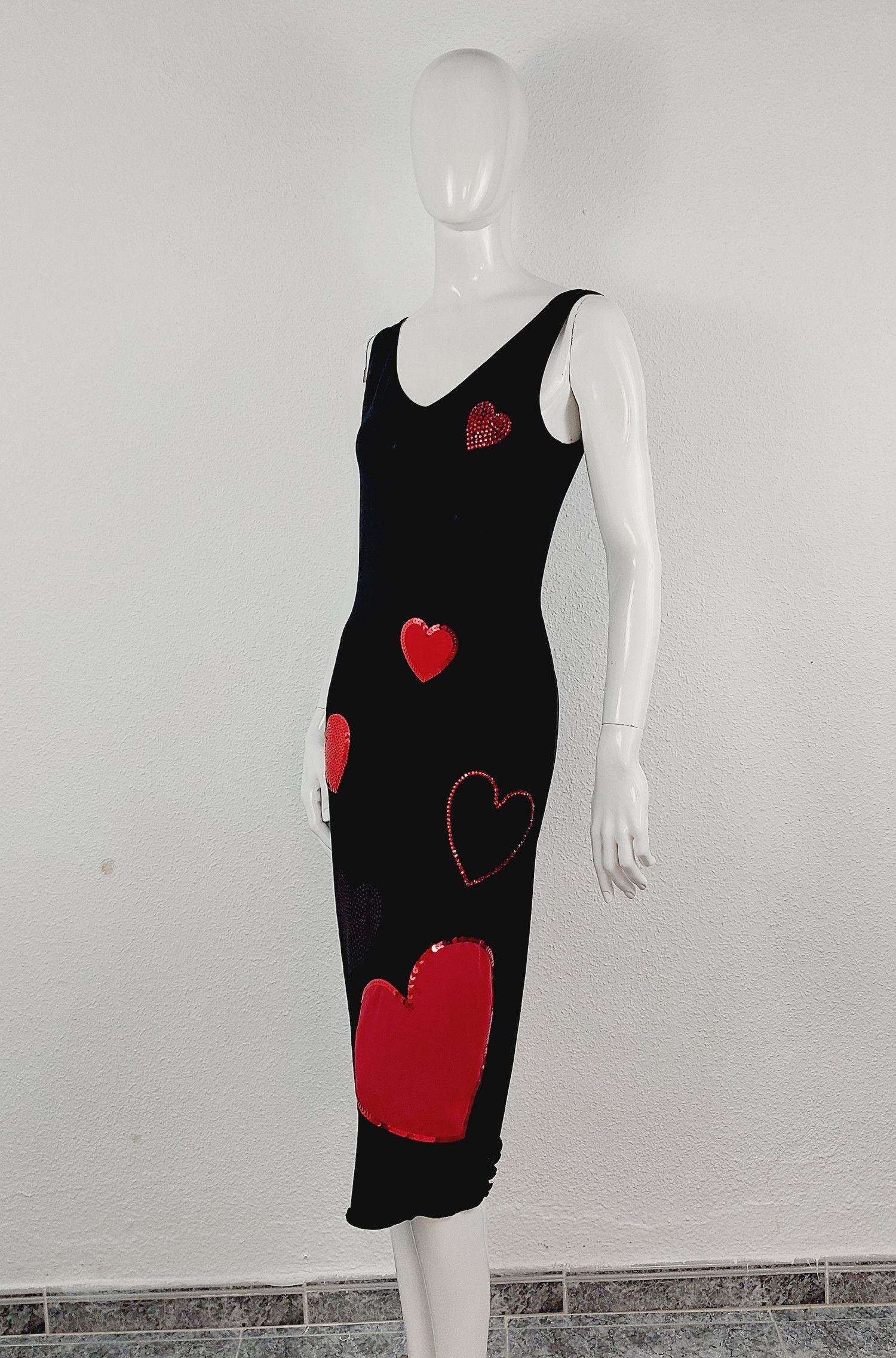 Moschino Moschino Heart Love Rhinestone Sequin Maxi Dress Size S / US 4 / IT 40 - 9 Thumbnail