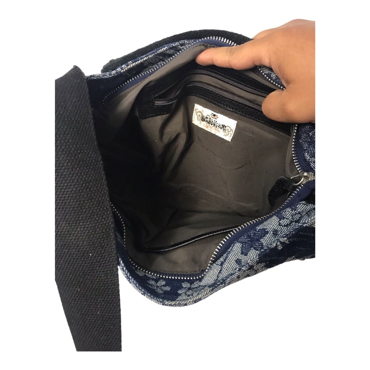 Japanese Brand Japanese Kara Kuri Shiko Tamashi Denim Sling Bag Size ONE SIZE - 8 Thumbnail