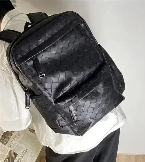 VIBE Black retro faux leather woven backpack bag Size ONE SIZE - 2 Thumbnail
