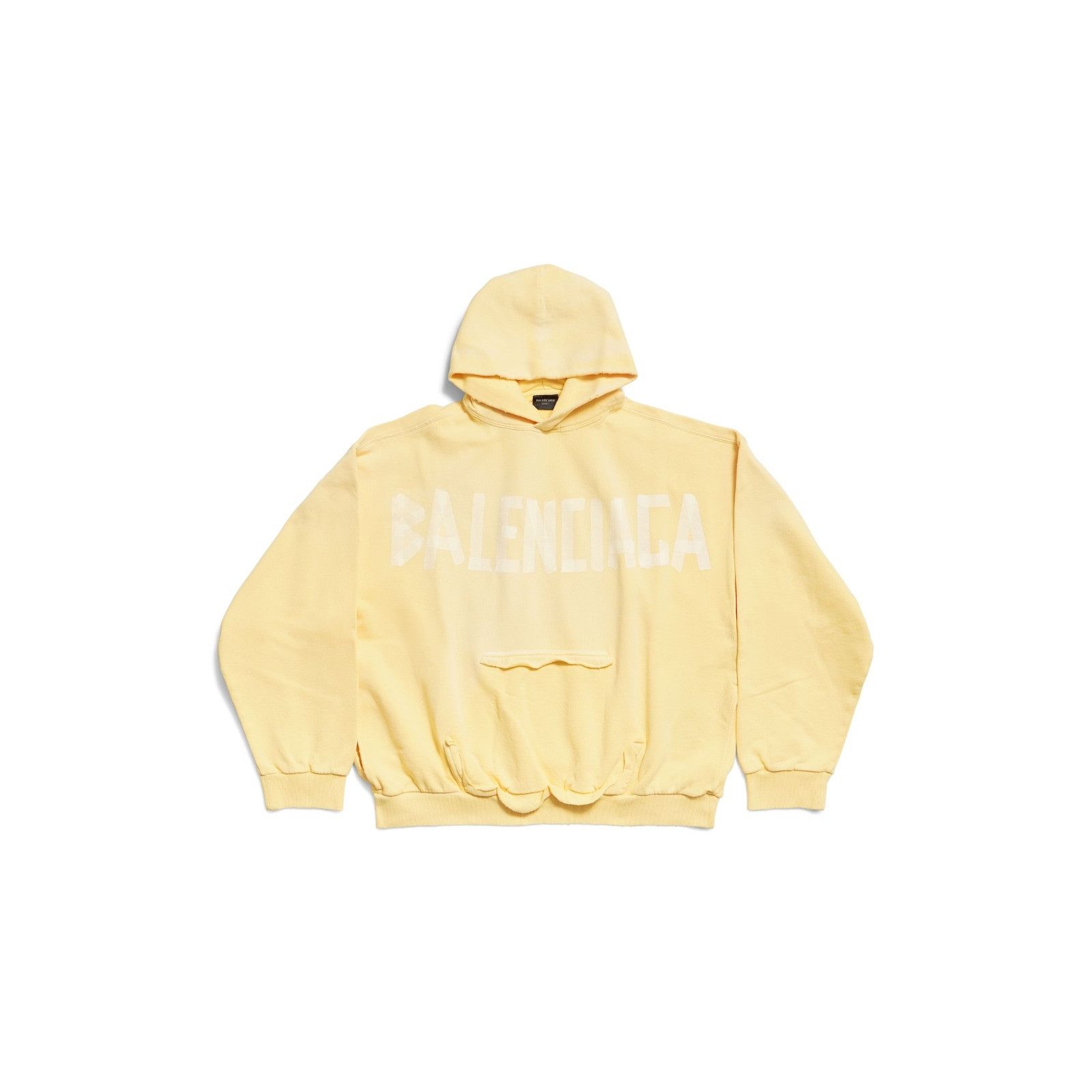 Balenciaga o1srvl11e0426 Tape Type Ripped Pocket Hoodie in Pale Yellow Size XL / US 12-14 / IT 48-50 - 1 Thumbnail