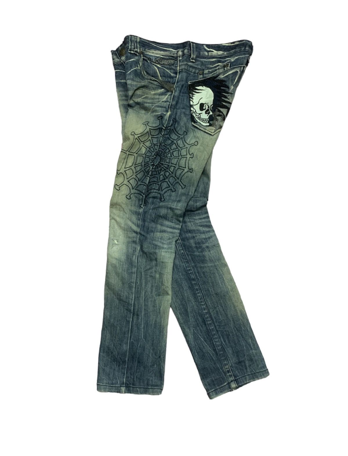 If Six Was Nine Red Pepper Embroidered Skull Jeans Size US 33 - 1 Thumbnail