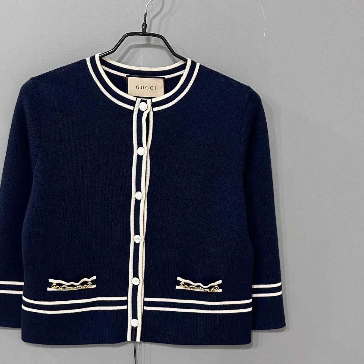 Gucci GUCCI Navy Horsebit Loafer Jacket - 99% New - S Size S / US 4 / IT 40 - 2 Thumbnail