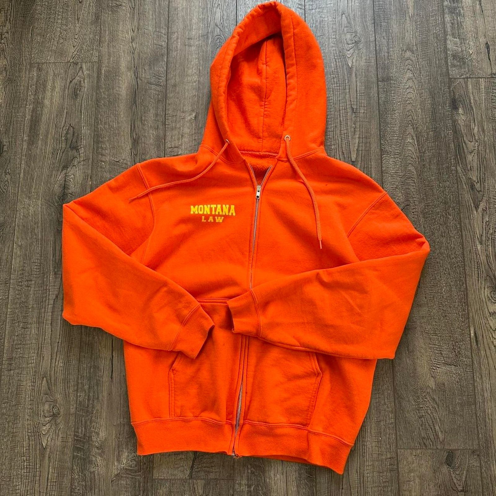 Vintage Vintage 00s Montanna Law Orange Zip Up Hoodie Sweatshirt Size US XL / EU 56 / 4 - 6 Thumbnail