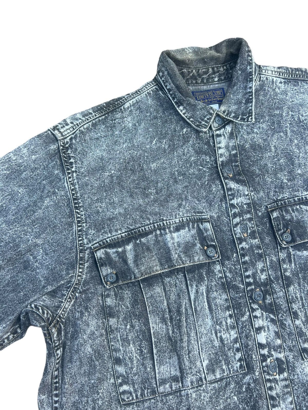 Edwin Vintage Edwin Japan Acid Washed Double Pocket Oversize Shirt Size US M / EU 48-50 / 2 - 15 Thumbnail