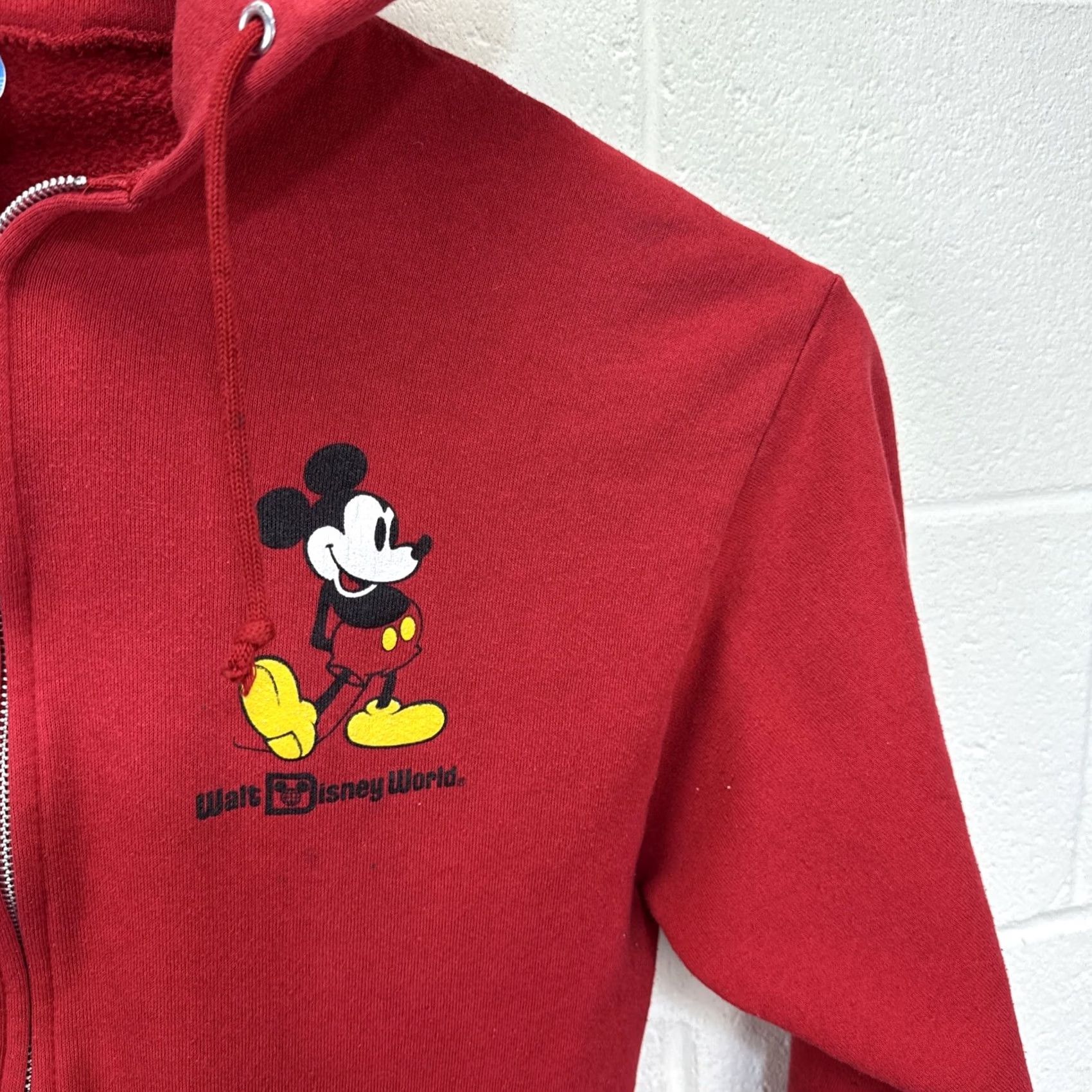 Disney VINTAGE Disney Mickey Mouse Zip Up Hoodie Red Large 80s Distressed Full Zip Hooded Graphic Print Men L Red Disney Character Fashions Retro Carton Size US L / EU 52-54 / 3 - 5 Thumbnail