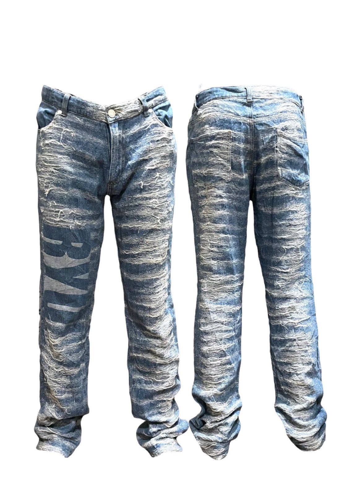If Six Was Nine × Japanese Brand × Le Grande Bleu (L.G.B.) Japan Oceanus Waves Destroy Jeans Size US 31 - 15 Thumbnail