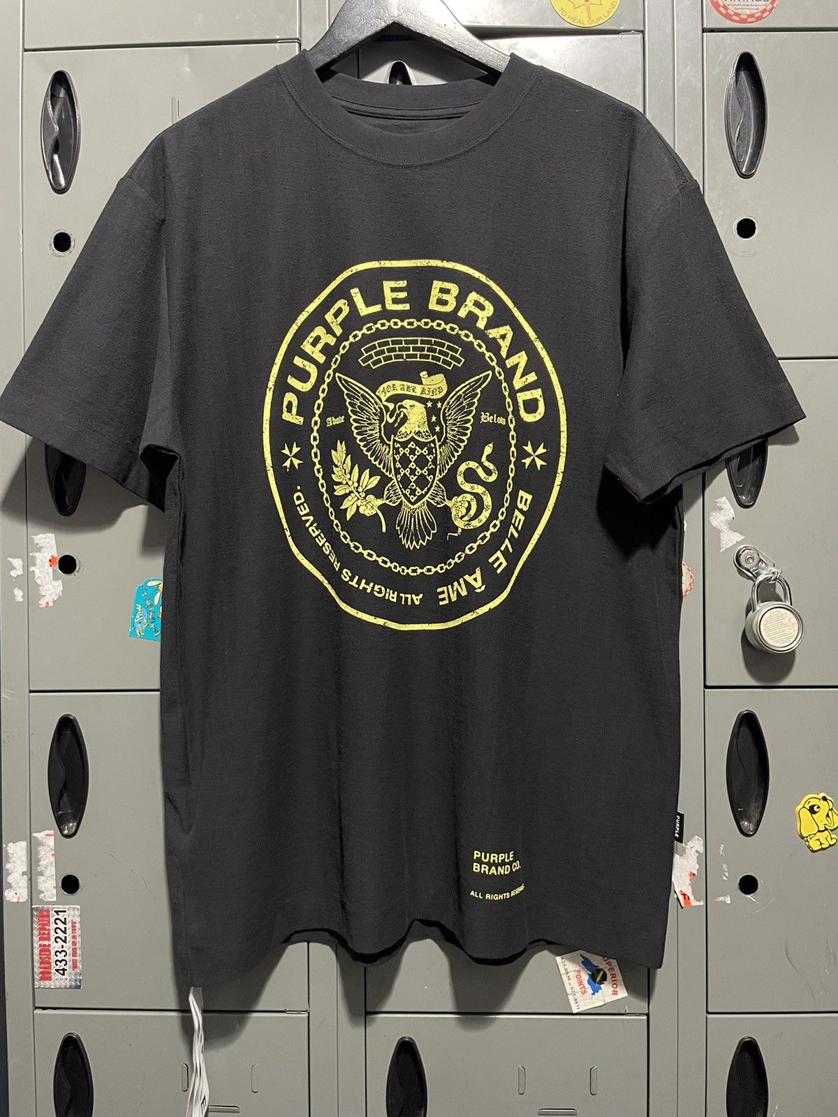 image of Ramones Logo Rip Punk Rock Eagle Graphic Tee in Black, Men's (Size Large)
