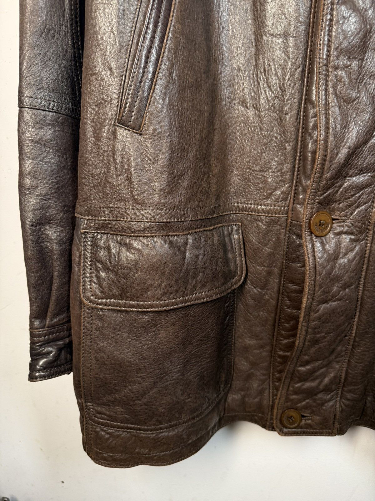 Yves Saint Laurent 90s Napa Leather YSL Jacket Soft Brown Warm Coat Long Size US L / EU 52-54 / 3 - 21 Thumbnail