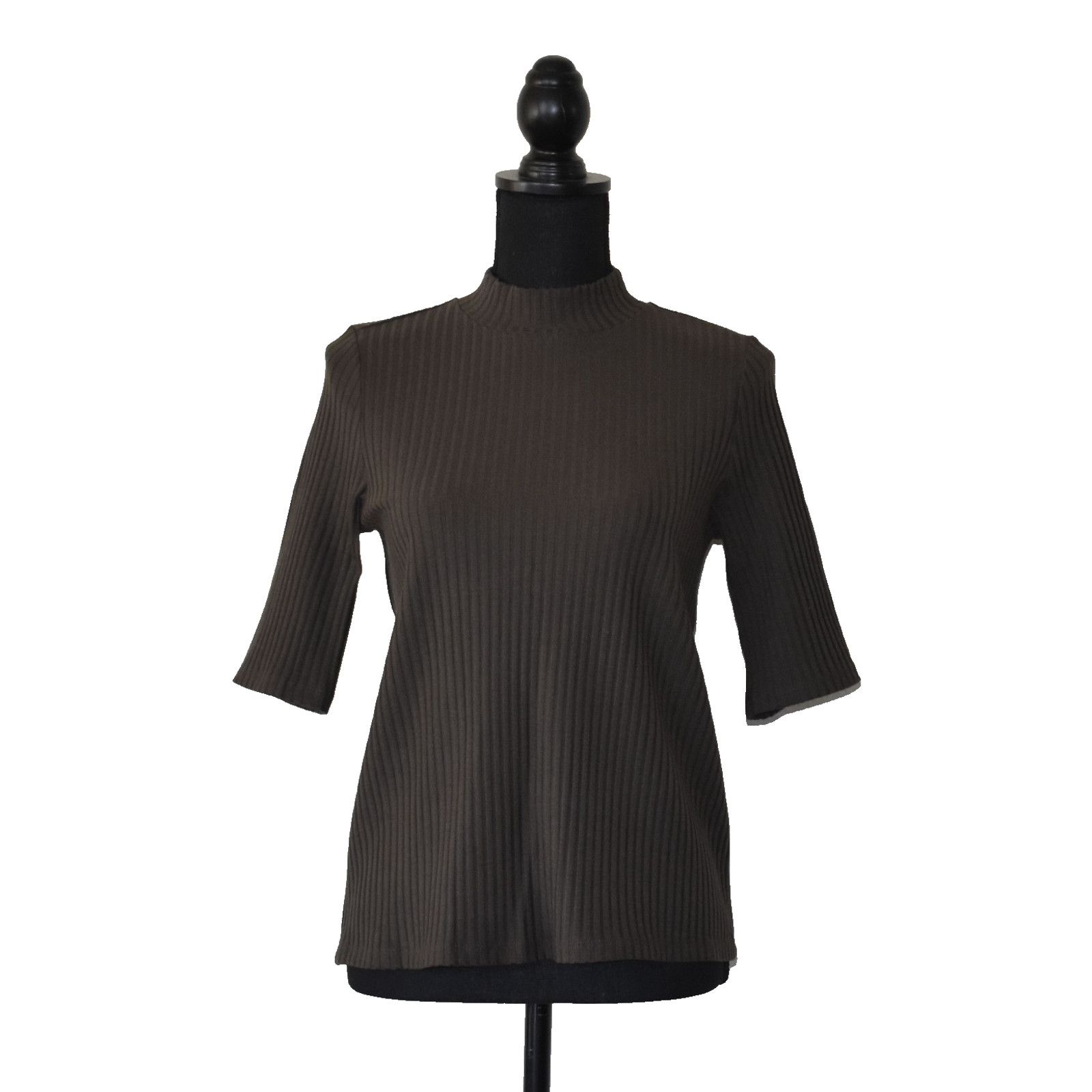 NWT EILEEN FISHER Textured Rib Knit Mock Neck Top XXS $148