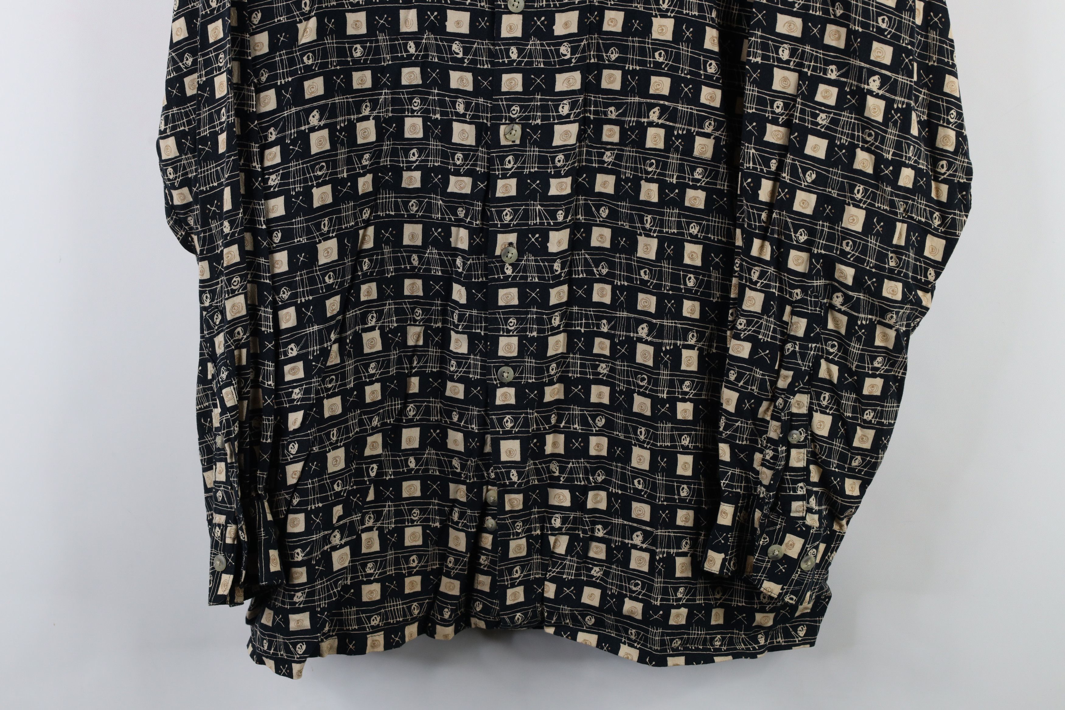 Vintage Vintage 90s Streetwear Geometric Long Sleeve Button Shirt Size US L / EU 52-54 / 3 - 3 Thumbnail