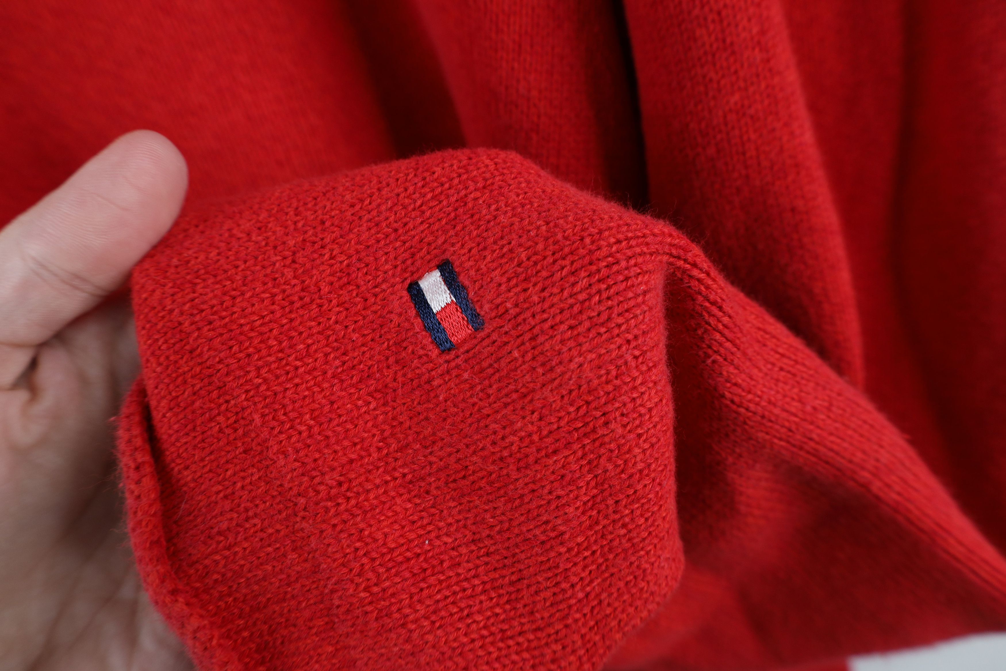 Tommy Hilfiger × Vintage Vintage 90s Tommy Hilfiger Cotton Marled Knit Sweater Red Size US L / EU 52-54 / 3 - 4 Thumbnail