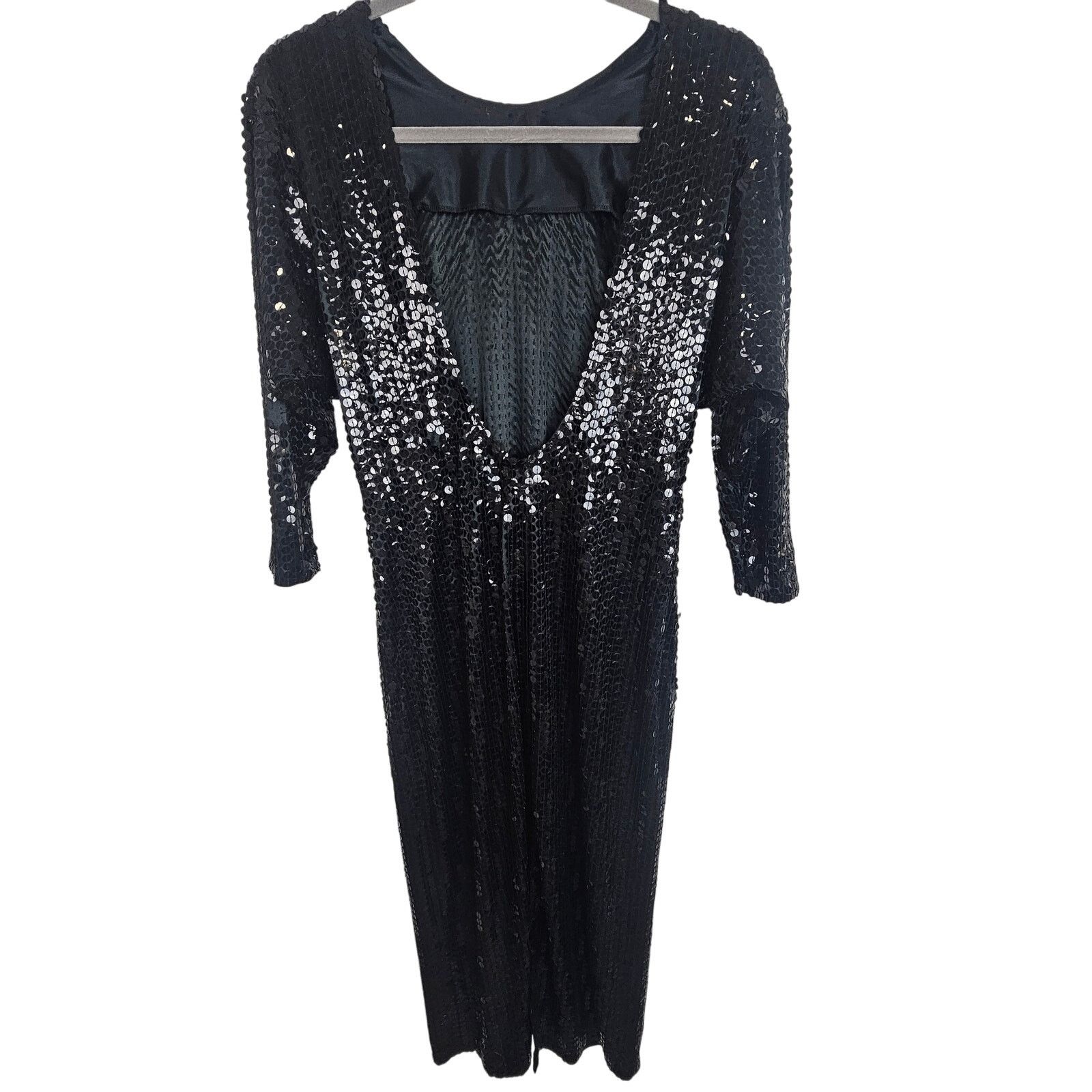 Oleg Cassini Vintage Oleg Cassini Womens Black Sequin Midi Dress Sz 6 Size M / US 6-8 / IT 42-44 - 7 Thumbnail