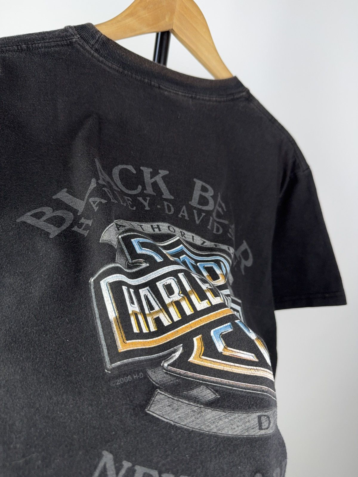 Harley Davidson × Vintage Harley-Davidson Flame Joker Tee 2006 Black Bear England Size US L / EU 52-54 / 3 - 9 Thumbnail