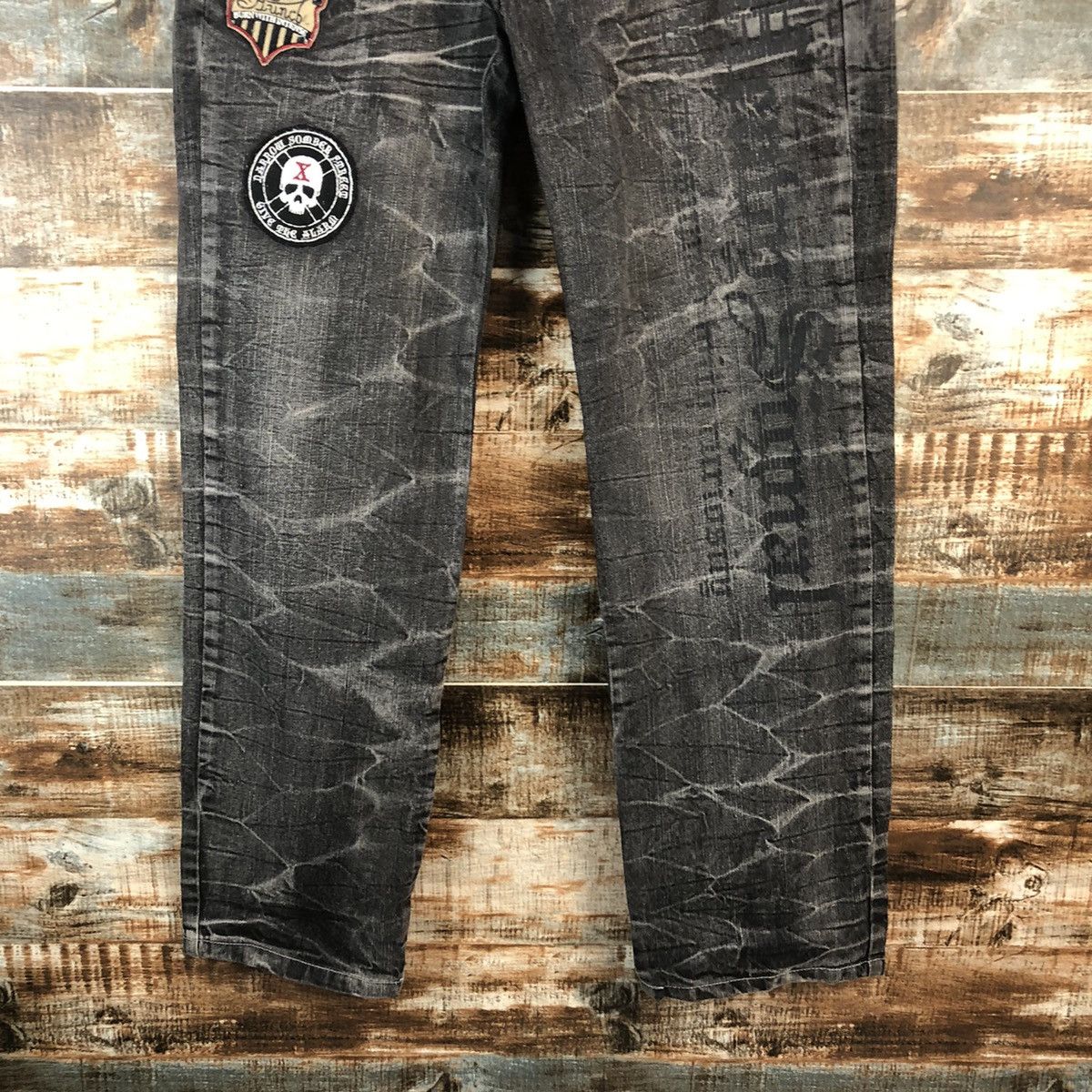 Japanese Brand DL Deluxe Black double waist rapper Denim Pants #C739 Size US 30 / EU 46 - 6 Thumbnail