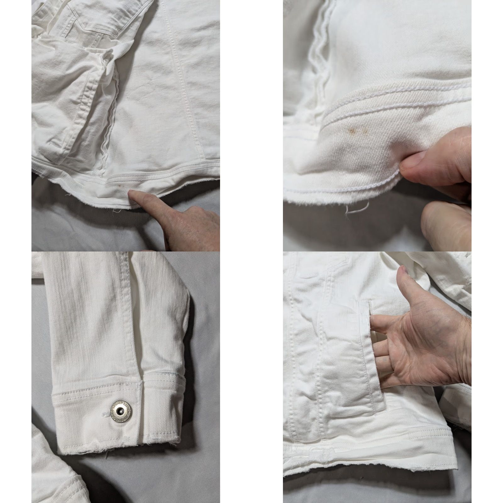 Jordan Craig JORDAN CRAIG LEGACY EDITION Men 2XL White Distress Stretch Denim Trucker Jacket Size US XXL / EU 58 / 5 - 9 Thumbnail
