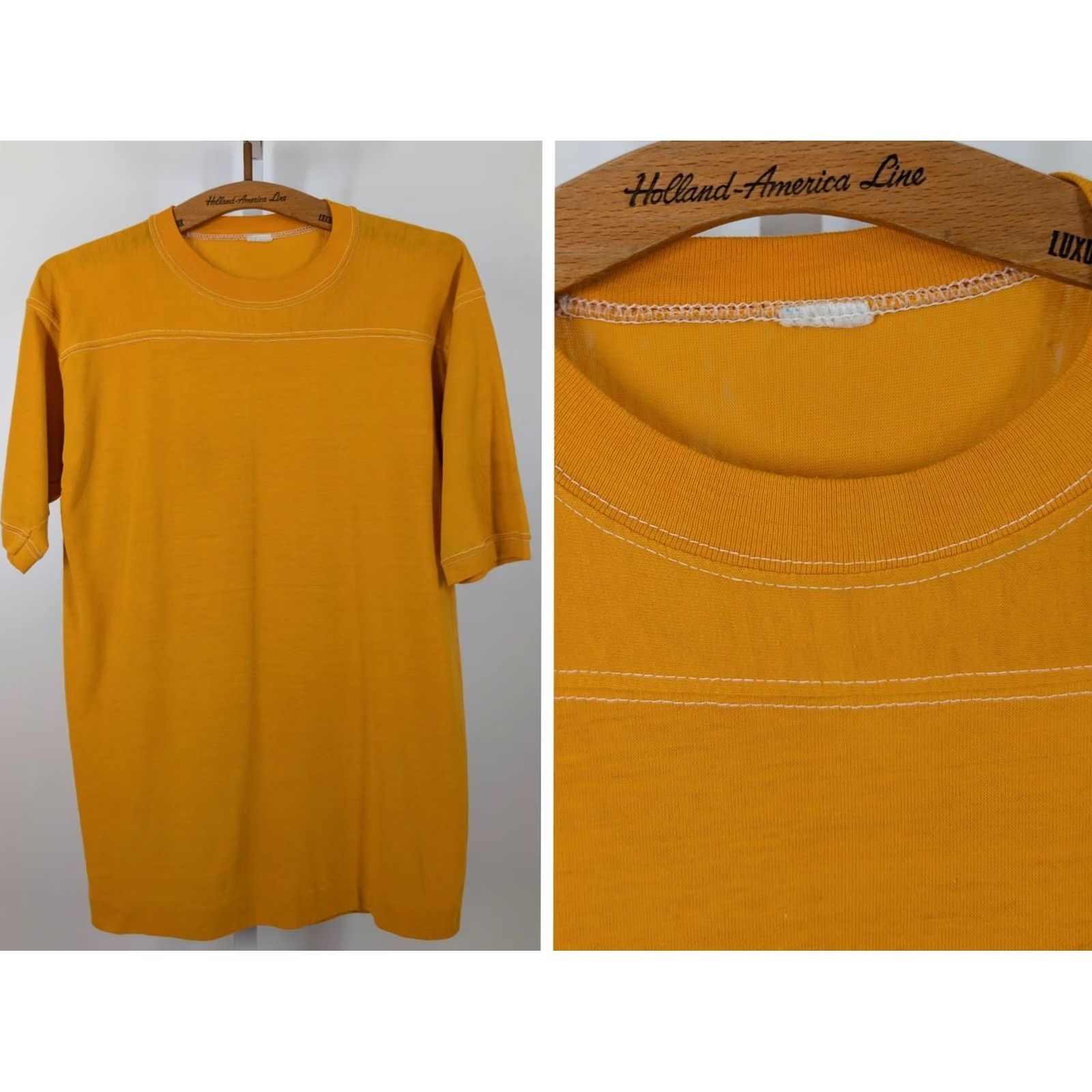 Vintage VINTAGE 1970s Yellow Single Stitch Sportswear Cotton Football T Shirt Unbranded Unisex 38 Chest Short Sleeve 28 Length 19 Pit to Pit Size US M / EU 48-50 / 2 - 2 Thumbnail