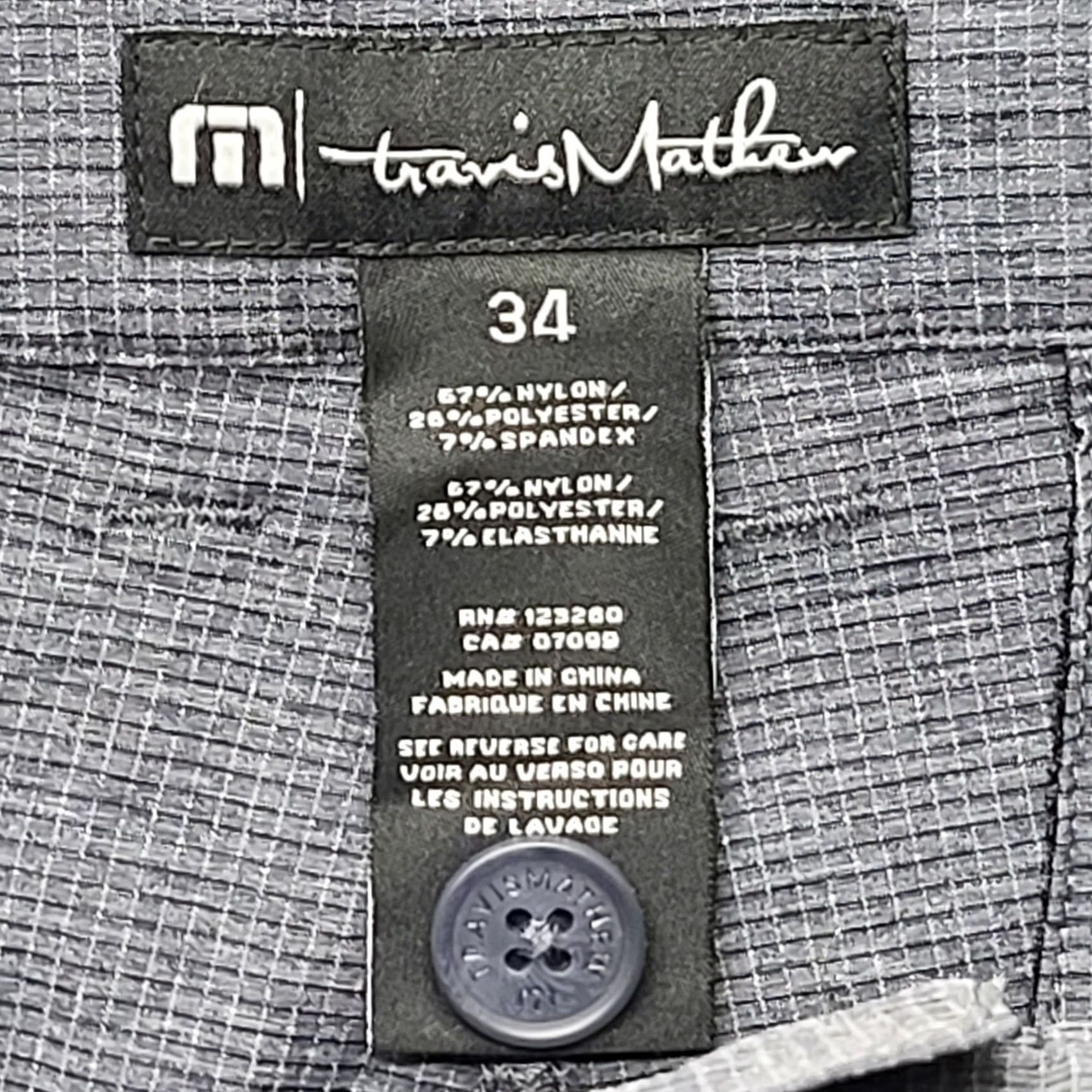 TravisMathew Travis Mathew Shorts Mens 34 Regular Fit Beckladd Stretch Golf Performance Geometric Twill Chino Moisture Wicking Quick Dry Pockets Gray Size US 34 / EU 50 - 2 Thumbnail
