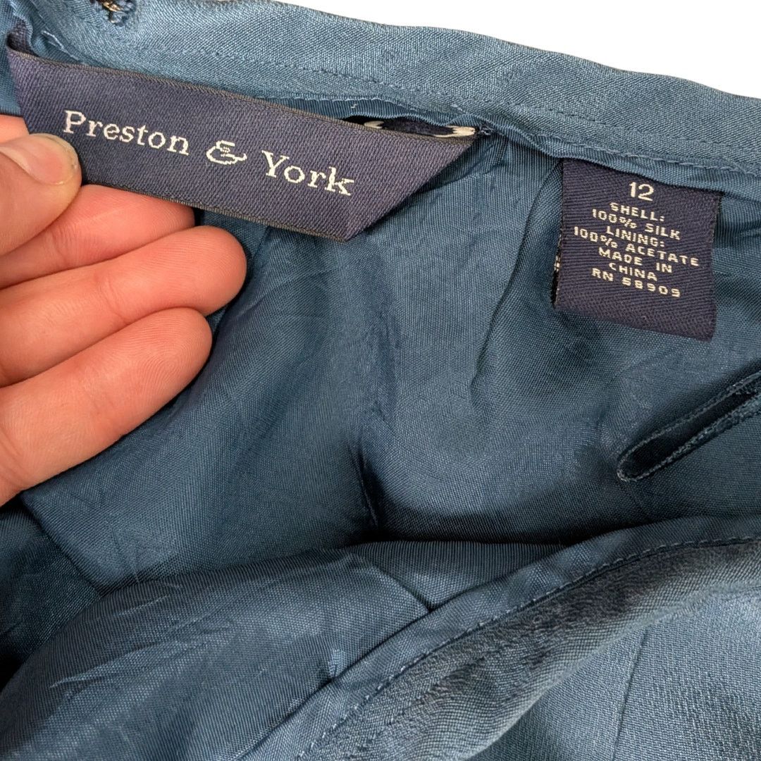 Preston & York Preston & York Navy Blue Silk Pencil Skirt | Women's 12 Size 34" / US 12 / IT 48 - 3 Thumbnail